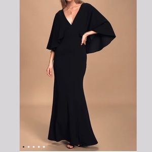 Black Cape Sleeve Maxi Dress.
